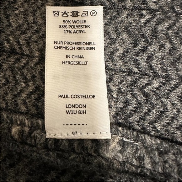 Plaid Grey Wool Blend Coat - Picture 4 of 8